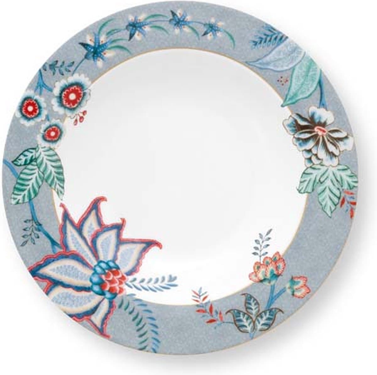 Pip Studio Flower Festival - diepbord (1) - 21,5cm - lichtblauw - bloemen - soepbord - pastabord