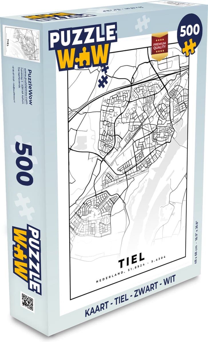 Puzzel Kaart - Tiel - Zwart - Wit - Legpuzzel - Puzzel 500 stukjes