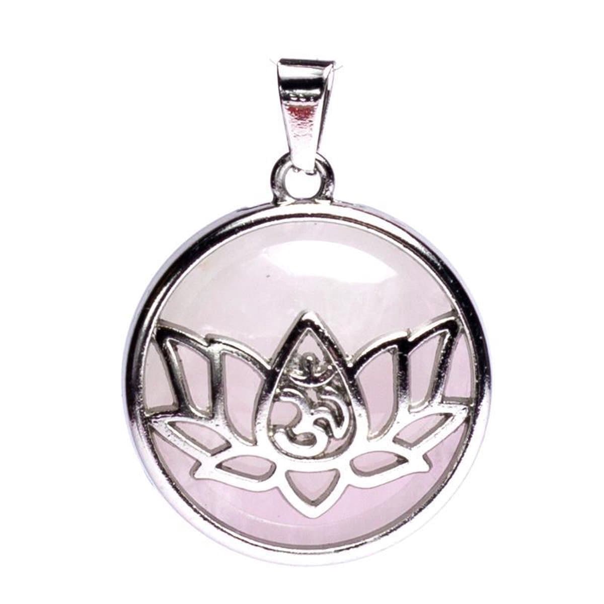 Hanger Lotus Ohm met Rozenkwarts - 3 cm