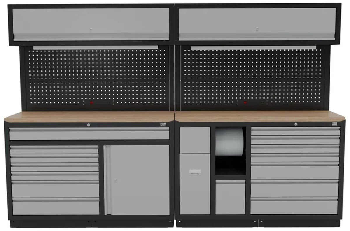 HBM Modulair Werkplaatssysteem 10-delig, Zwart, Grijs