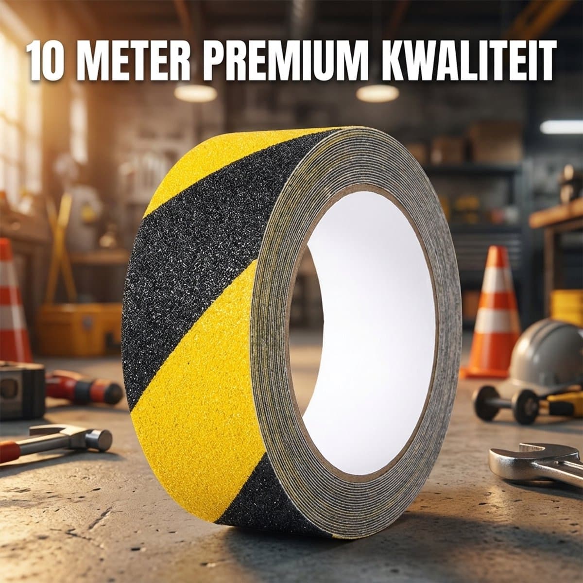 24ME® - Geel/Zwarte Antislip Waarschuwingstape – 5cm x 10 Meter – Veiligheidstape voor Trappen, Bedrijven of Thuis