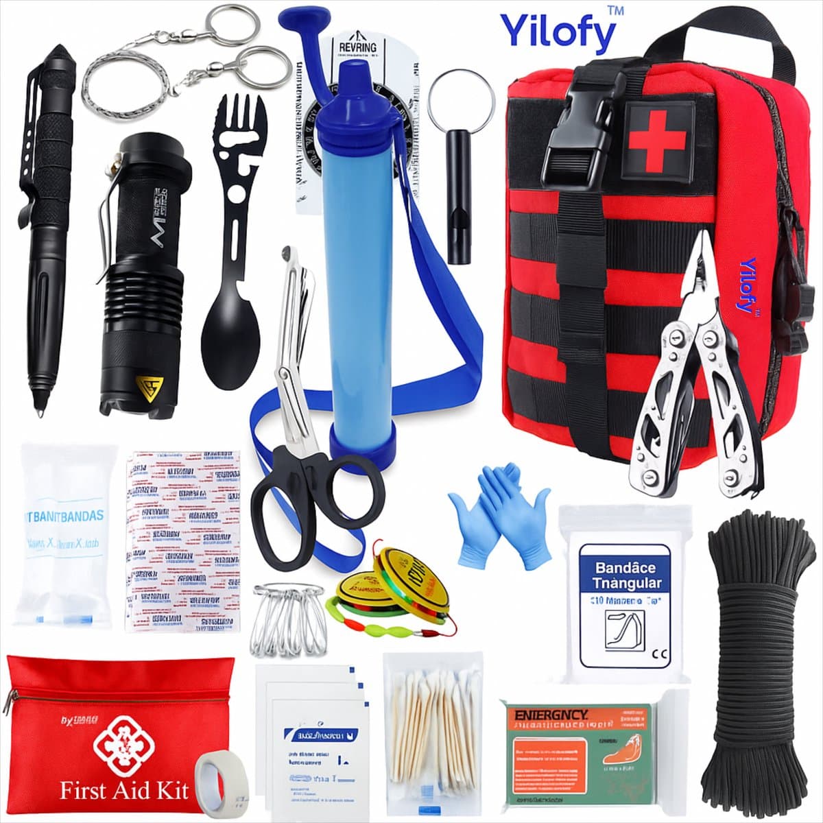 XL Noodpakket Door Overheid Geadviseerd Complete Luxe Noodpakket voor Thuis - Voor Noodsituaties, Stroomuitval - Oorlog Situaties - Survival set - Inclusief Noodradio, Waterfilter, Kompas, Masker EHBO-kit doos deken, Zaklamp & Warmtedeken