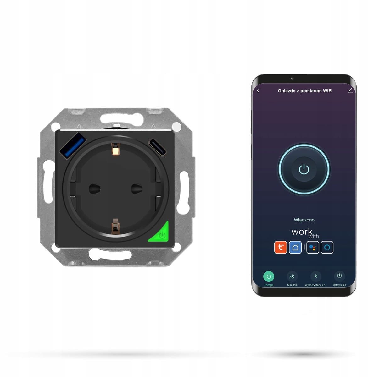 Slim WiFi-stopcontact met 20 W USB-C/USB-A en energieverbruik