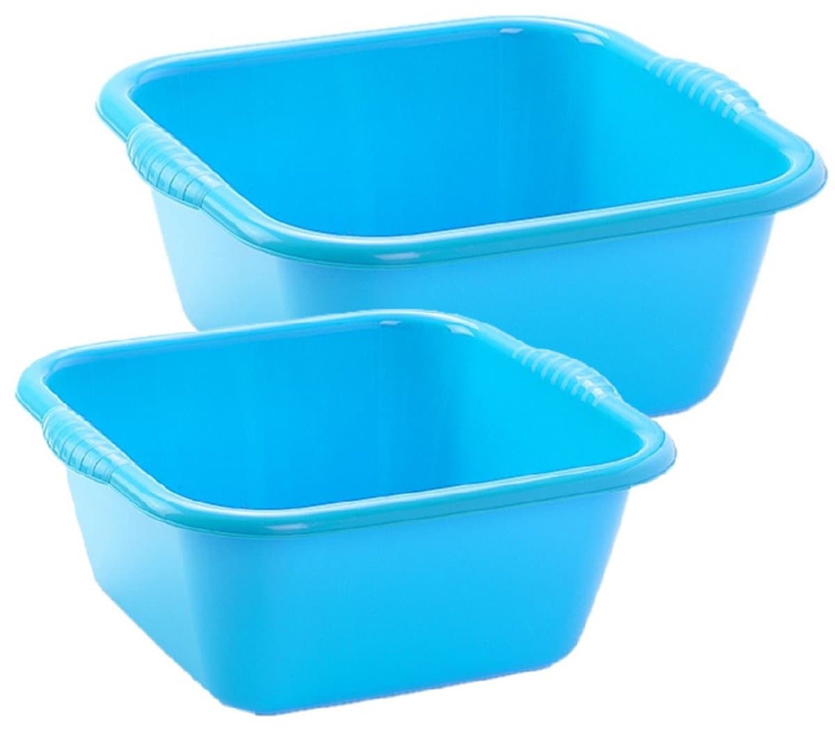 Plasticforte afwasteilen set - afwasbak - kunststof - 6 en 10 liter - Blauw - huishoud emmers