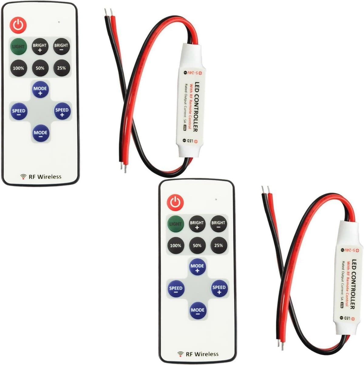 LED Strip Controller met RF Draadloze Afstandsbediening – Dimmer voor SMD 5050 3528 2835 5630