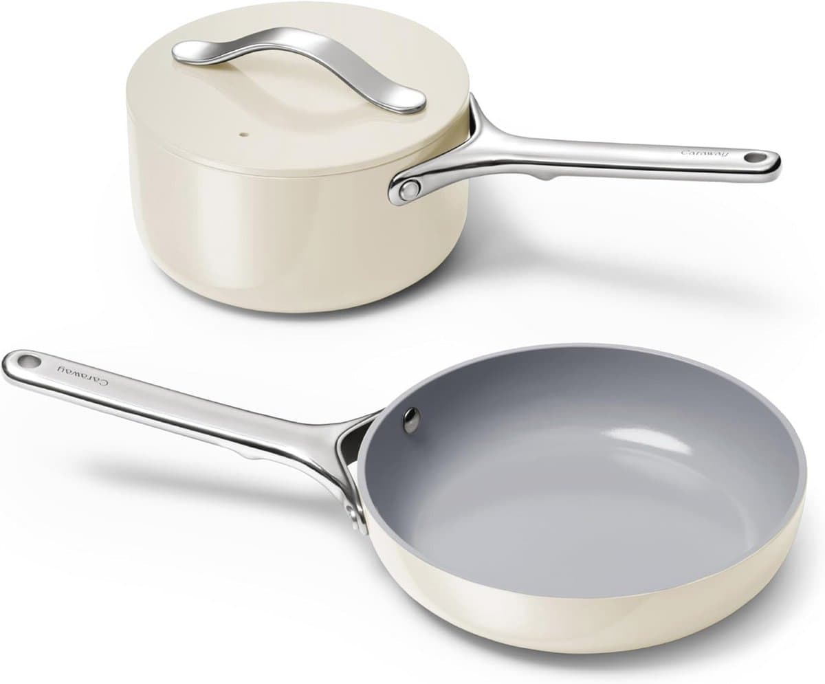 Mini Keramische Koekenpan & Sauspan Set - Antiaanbak & Ovenbestendig