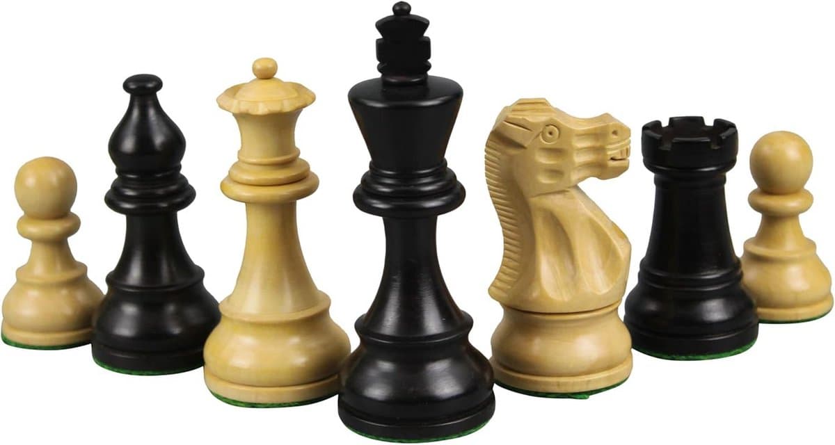 Schaakstukken Staunton 7,5 cm in Ebenhout en Buxus - 3 inch Koning