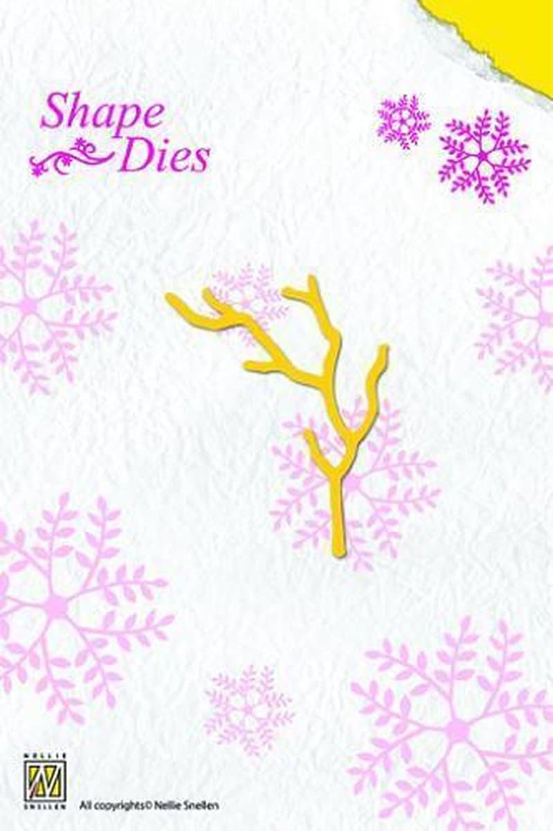 SD011 Snijmal Nellie Snellen takjes - Shape Die Bare branch - gewei - 5 x 6,5 cm - kale tak