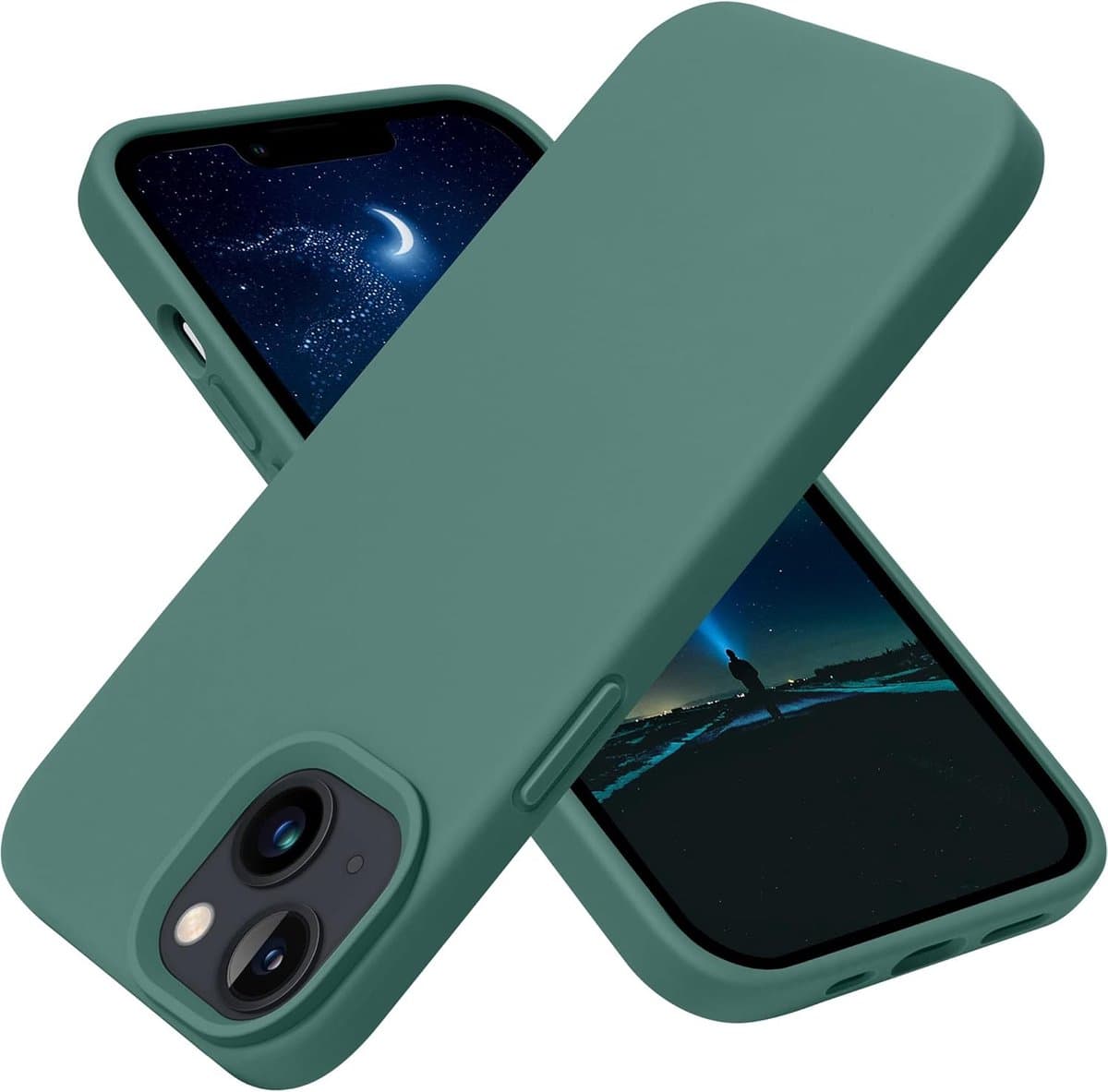 BixB hoesje geschikt voor iPhone 15 Plus Hoesje Siliconen - liquid Backcover - Pine Groen