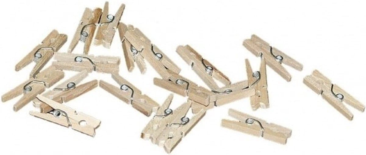 Hobby/Knutselen mini knijpertjes - 100x - naturel kleur - 2 cm - kleine/mini knijpers - foto ophangen