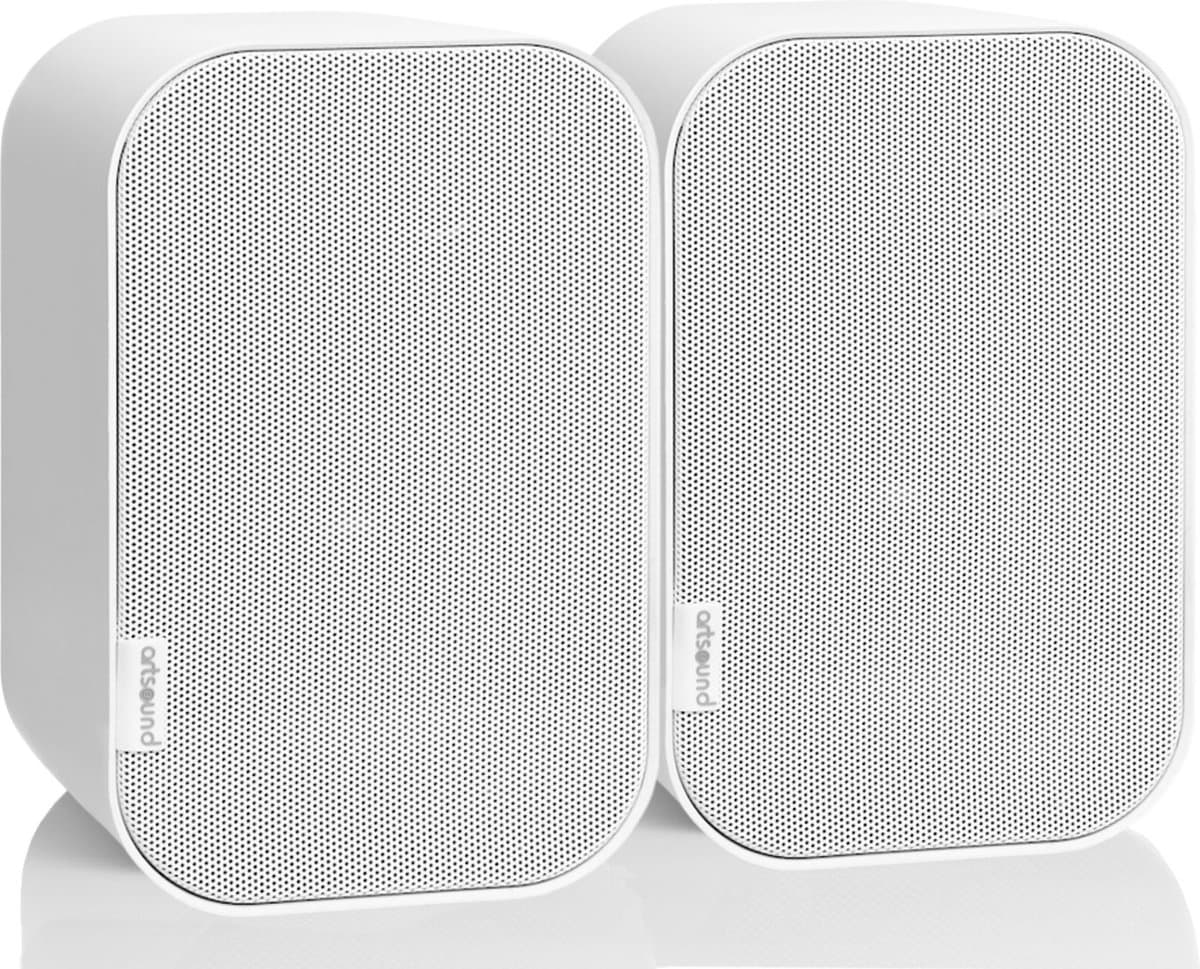 Artsound UNI30, Set van 2 passieve luidsprekers, 2-weg hifi luidspreker, 20-60 watt, muurbeugel met kogelgewricht, geschikt voor ruimtes tot 40 m² zoals keuken, café, magazijn, kleur: wit