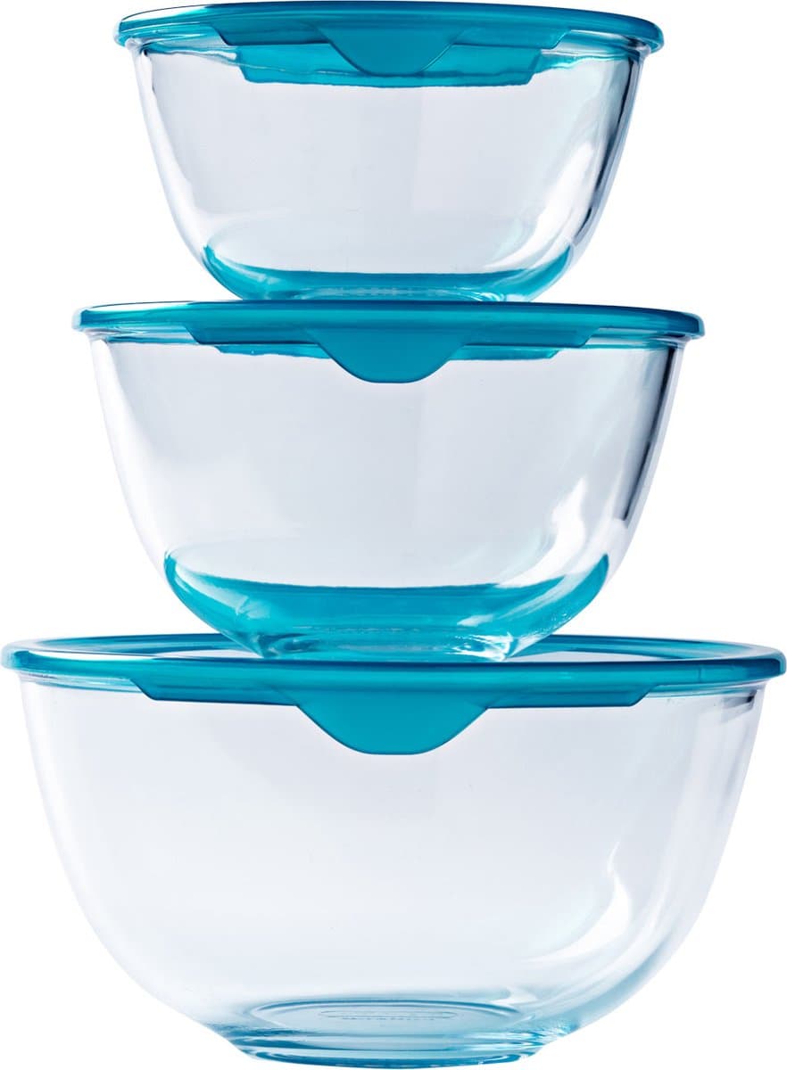 Pyrex - Prep & Store Mengkom met Deksel 3-Delig - Transparant - Borosilicaatglas
