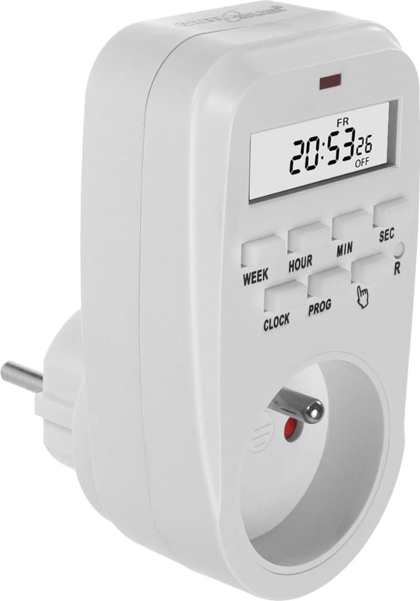 GreenBlue - Tijdschakelaar - Timer Schakelaar / digitale schakelklok - Type E - schakelklok - max. belasting 16A, IP20, GB362 E