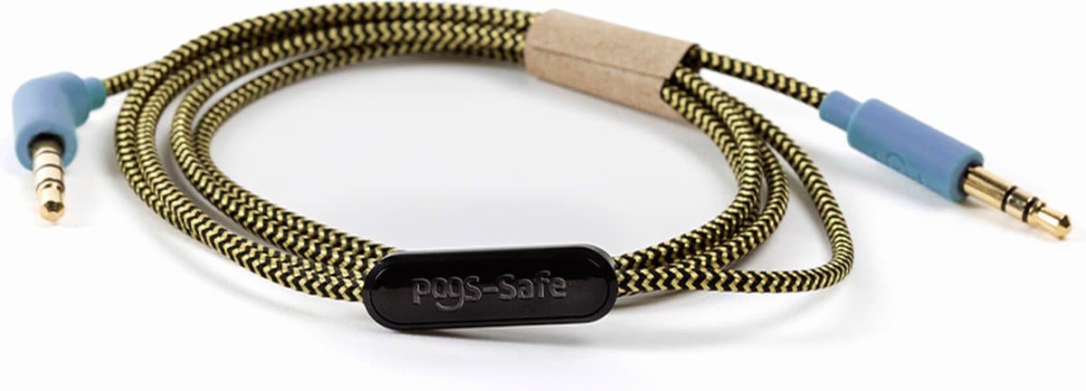 POGS-Safe audiokabel – 3.5 mm audio kabel met microfoon - 1 meter - Geïntegreerde microfoon en POGS-Safe technologie - Geschikt voor POGS The Gecko & The Elephant - Blauw