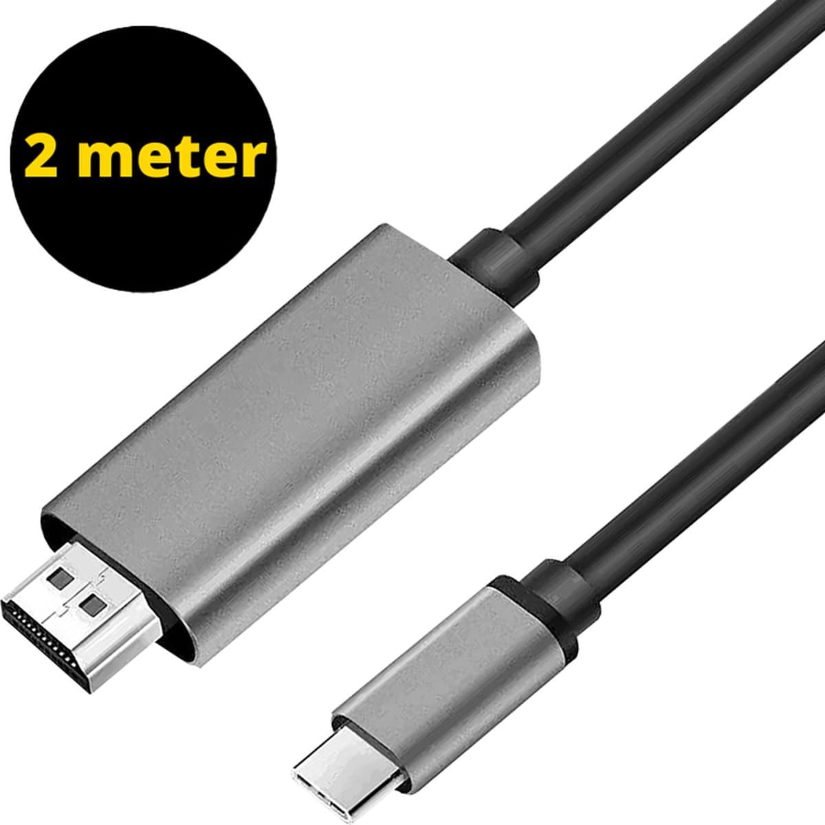 ThunderGold USB C naar HDMI kabel - USB C HDMI kabel - HDMI naar USB C kabel - HDMI USB C kabel - 4K Ultra HD - Aluminium - 2 Meter