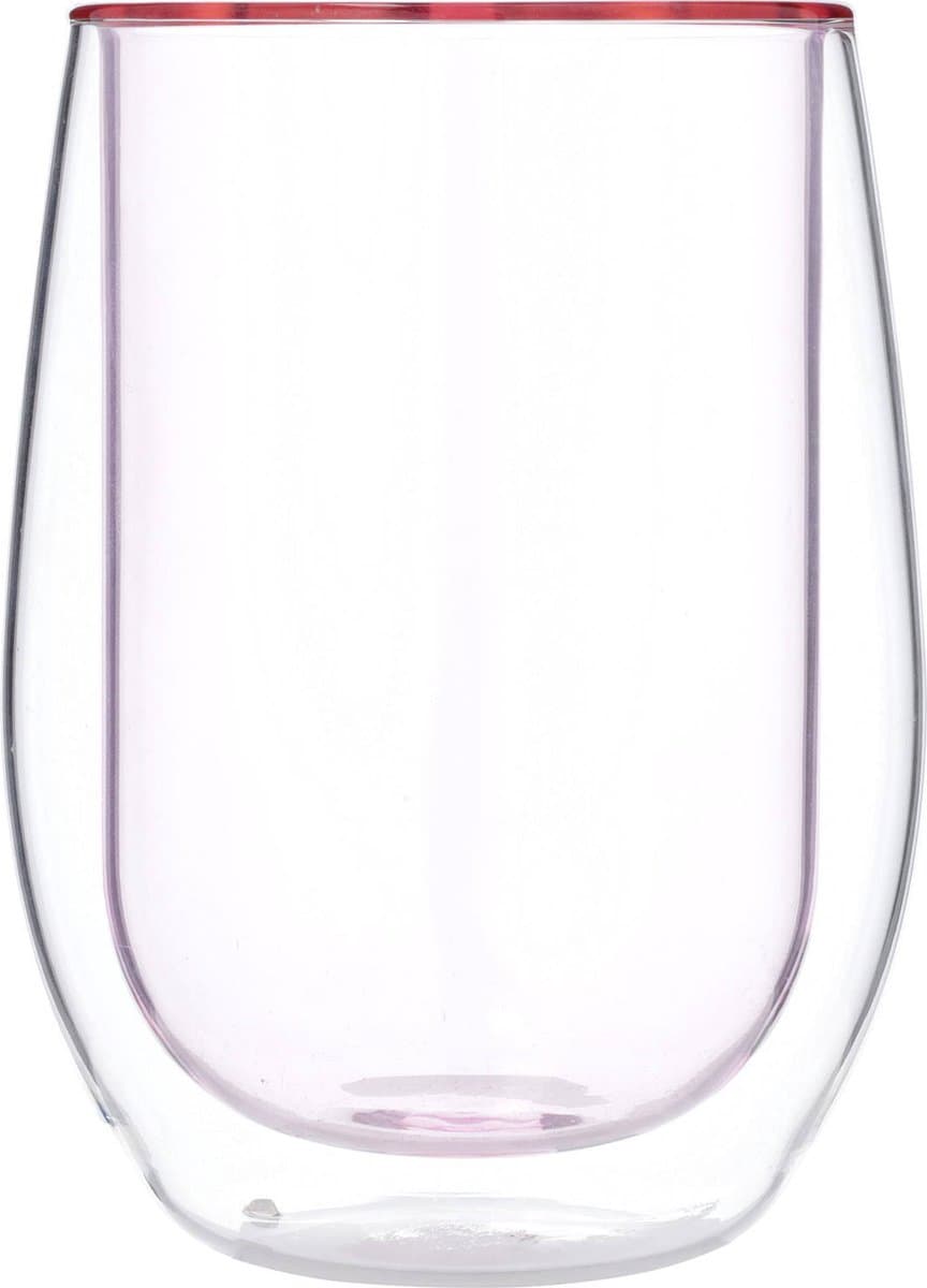 Blokker Dubbelwandig Theeglas 35cl - Koffieglas Roze