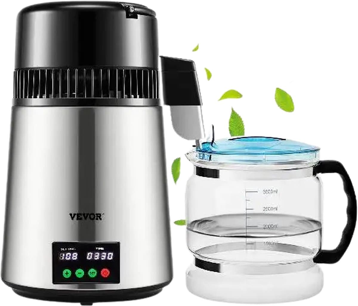 KTN® Water Destilleerapparaat - Water Zuiveraar - Destilleerketel - Destilleren - Filteren - Drinkwater - RVS - Touchscreen - Glazen Kan - 4 Liter