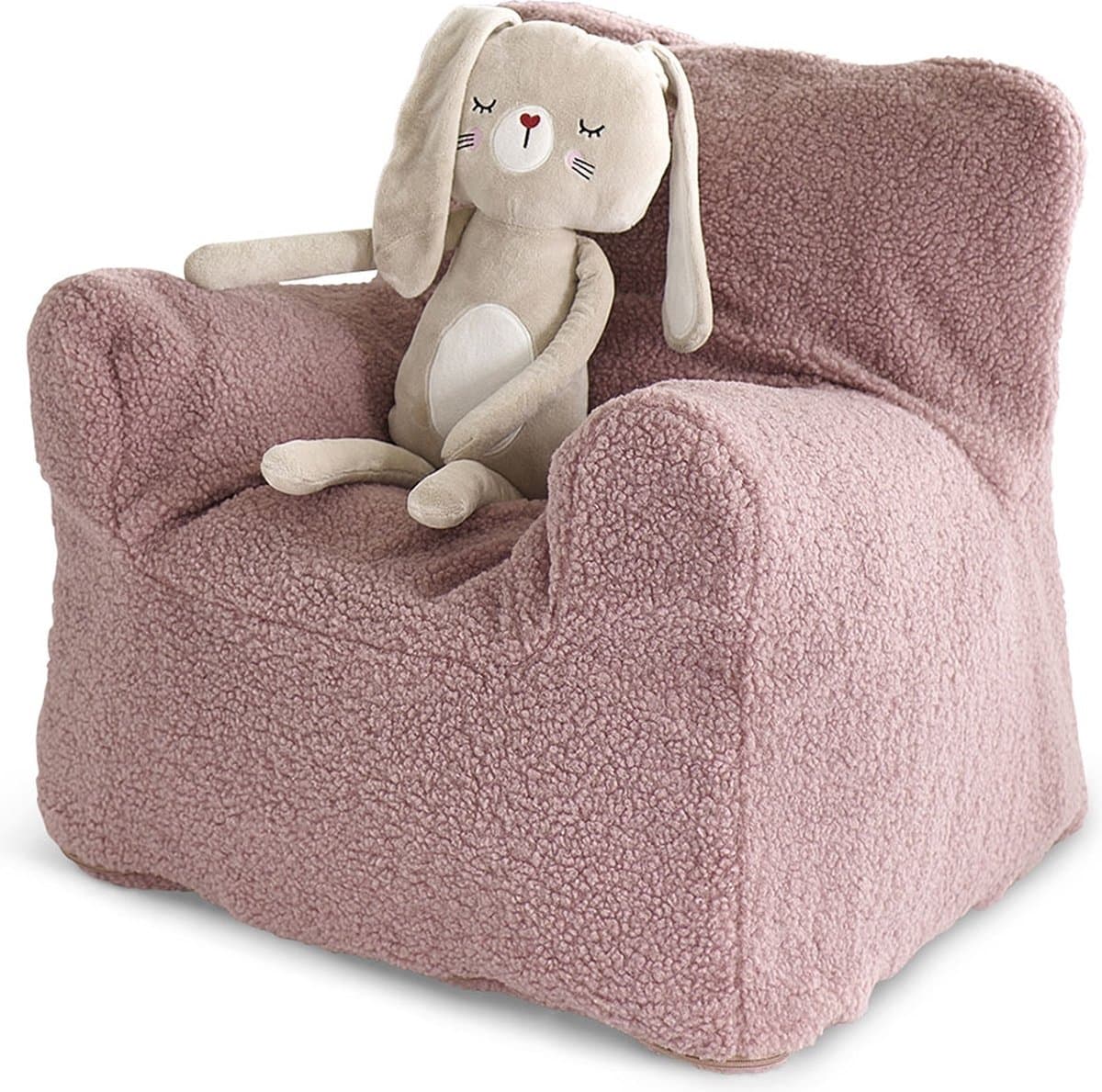 Petite Amélie Peuterstoel Roze - Teddy Zitzak Kind XL - Met Wasbare Hoes - Kinderzetel (1-8 jaar) - Zachte Kindersofa met Visco vulling