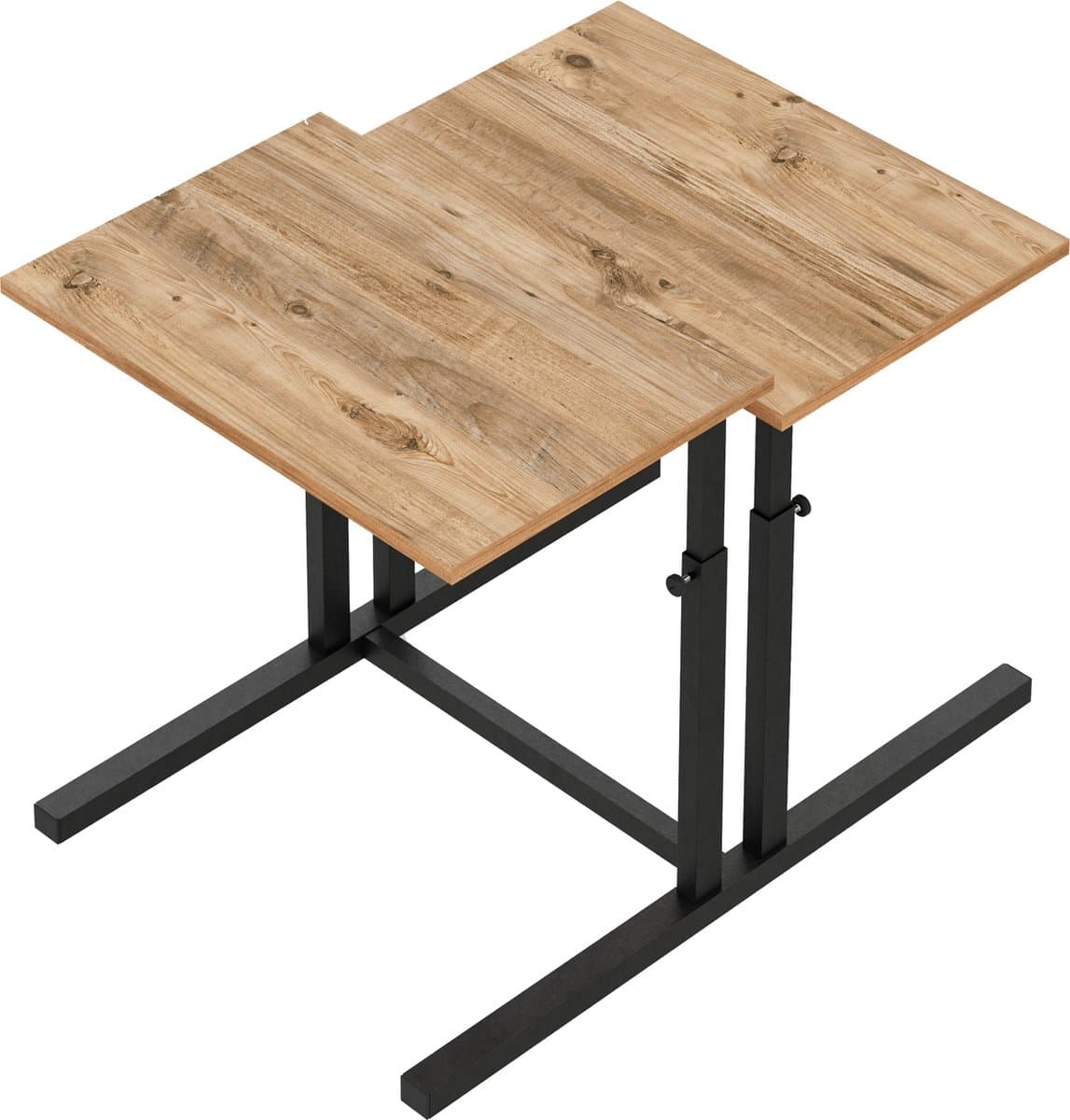 FurniChic, verstelbare moeder- en kind 2-delige tafelset, in hoogte verstelbare tafel, bijzettafel, speeltafel, bureau voor hem en haar, multifunctioneel-Pine , 80 x 60 x 43-73 cm (l x b x h)