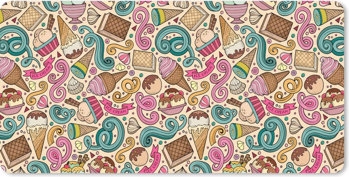 Muismat XXL 120x60 cm - Bureau onderlegger - Bureau mat Patroon - Wafel - IJs - Bureaumat - Gaming mousepad xl - Bureaulegger groot - Computer deskmat