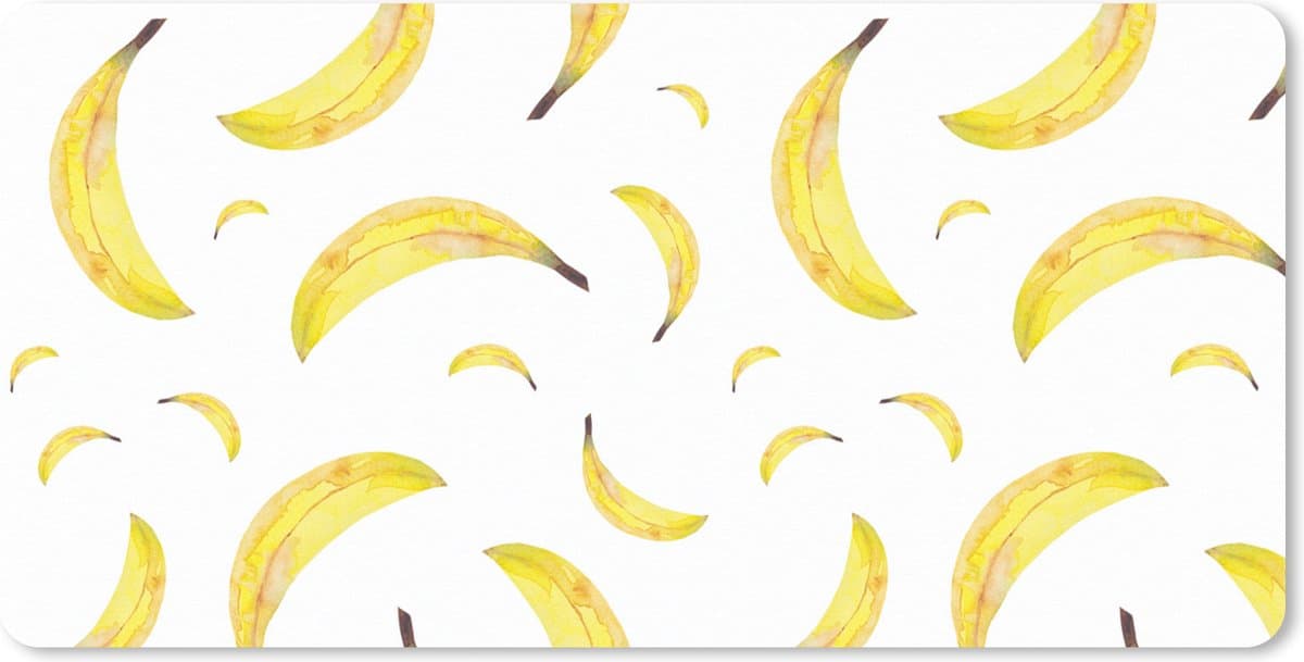 Muismat XXL 120x60 cm - Bureau onderlegger - Bureau mat Bananen - Wit - Patronen - Bureaumat - Gaming mousepad xl - Bureaulegger groot - Computer deskmat