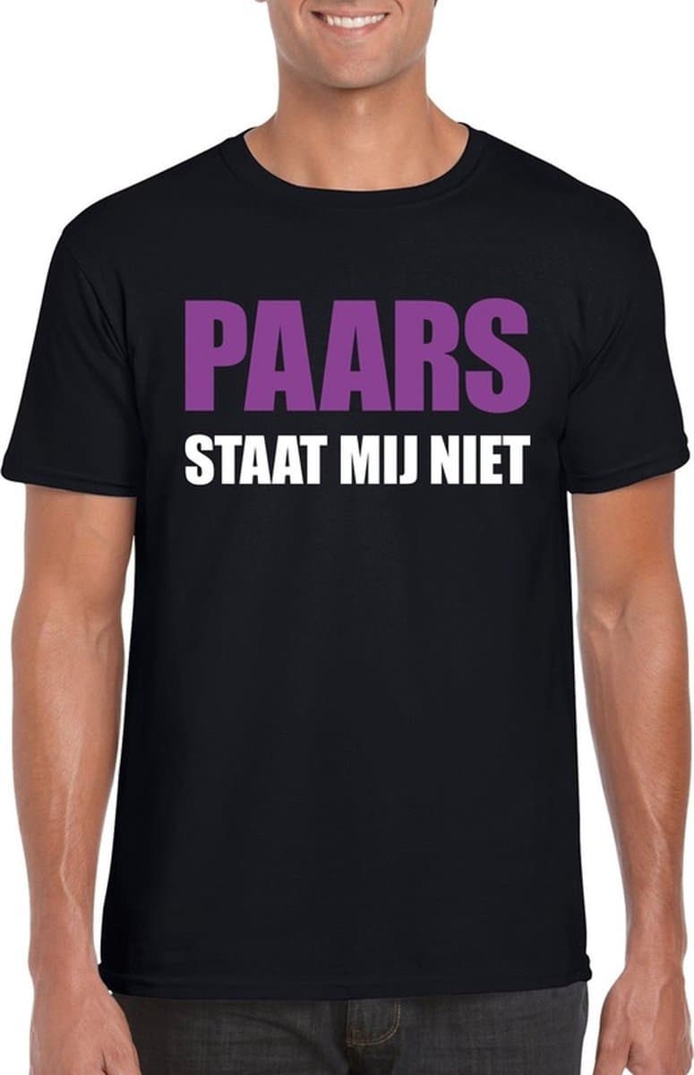 Paars staat mij niet t-shirt zwart heren L