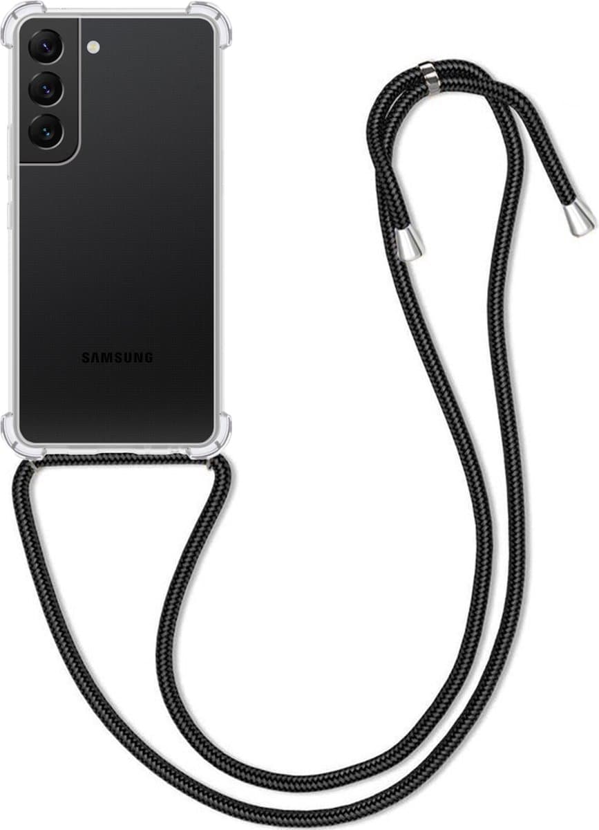 Hoesje Geschikt voor Samsung Galaxy S21 Plus - Met Koord - Shock Proof - Siliconen Case - Back Cover - Telefoonkoord - Telefoon Hoes Shockproof - Telefoonketting - Transparant