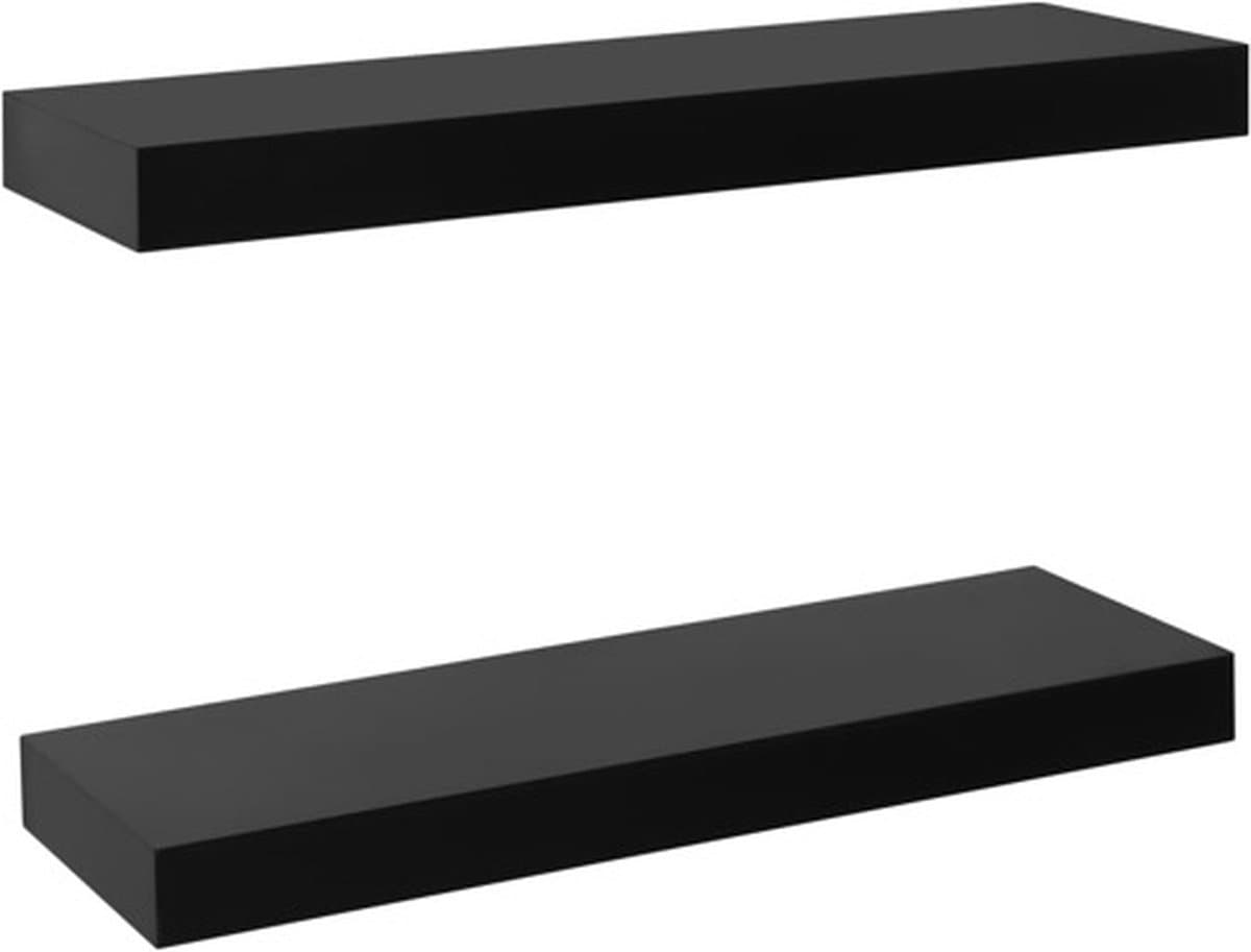 vidaXL Zwevende Wandplanken Set - Zwart, 40 x 20 x 3,8 cm, 2 stuks