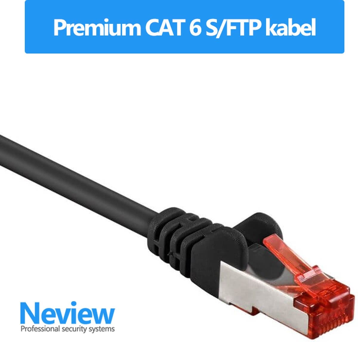 Neview - 0.25 meter premium S/FTP kabel - CAT 6 100% koper - Zwart - Dubbele afscherming - (netwerkkabel/internetkabel)