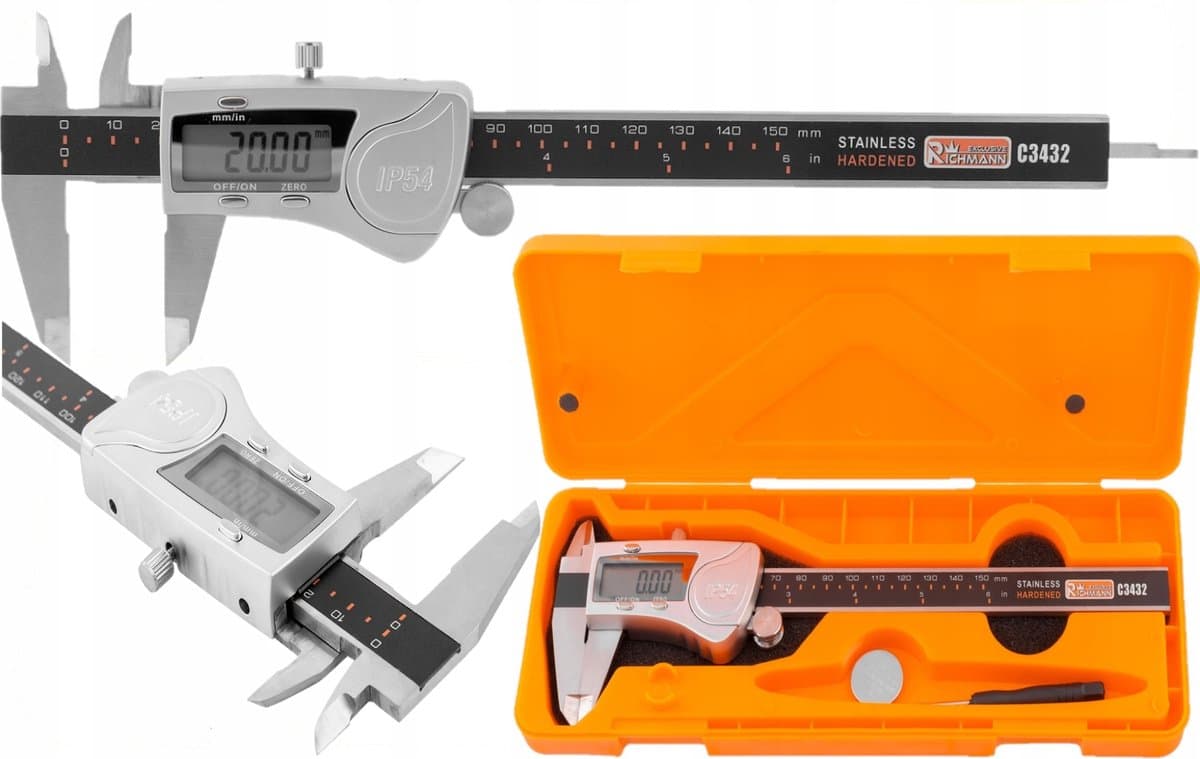 Digitale Schuifmaat 150 mm RVS , spat waterdicht - IP54, in opbergbox