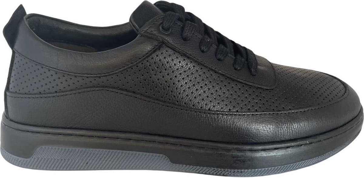 Sportschoenen- Heren Sneakers- Heren Schoenen 120- Leer- Zwart- Maat 42