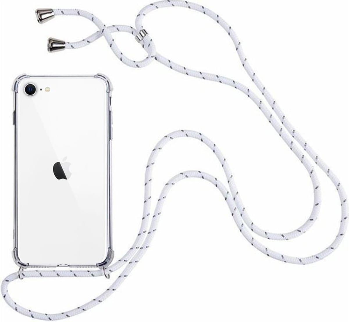 Telefoonhoesje met koord Iphone X / XS – Wit - Telefoonkoord – Telefoonhoes – Backcover met Koord – Telefoon Koord – Telefoonketting – Telefoonhoesje met Koord – Hoesje met Koord  - Ketting Koord – Case met Koord – Transparant Backcover hoesje
