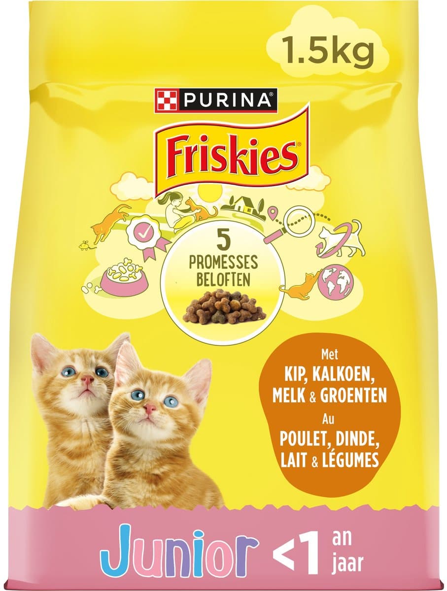 6x FRISKIES CAT JUNIOR MET KIP, MELK EN GROENTEN 1.5kg