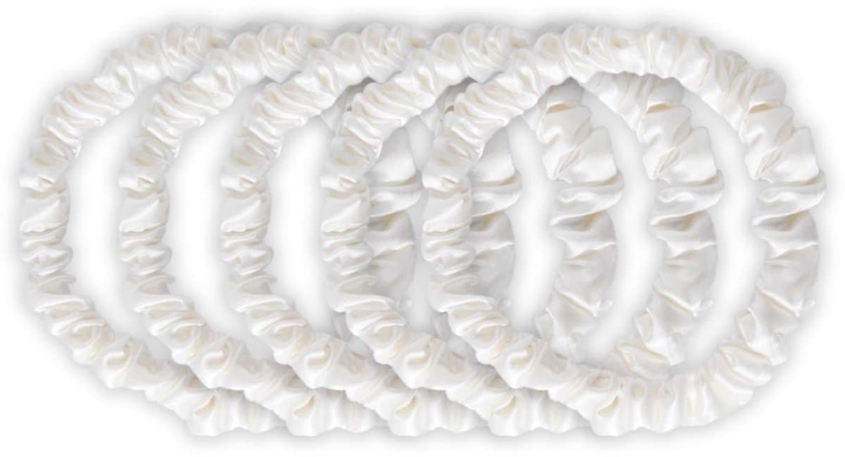 Zijden Scrunchies Soft Ivory Deluxe set van 5 - 22 Momme - Silk Heaven
