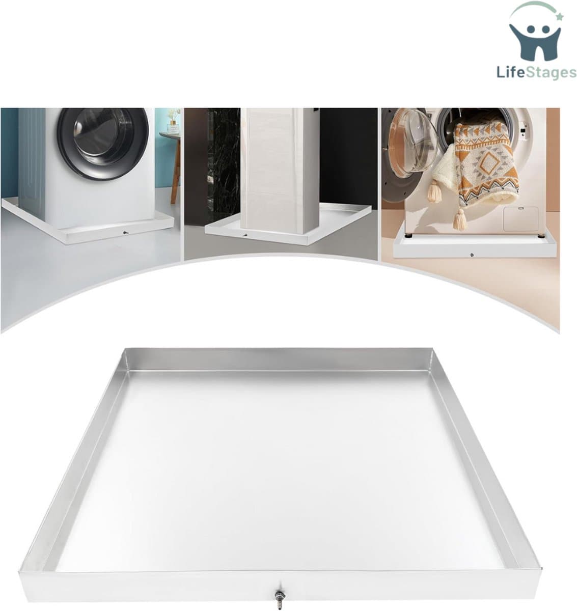 LifeStages - Lekbak Wasmachine - Wasmachinebak - Roestvrijstalen Opvangbak Voor Zware Belasting - Lekbescherming Voor Wasmachines - Drogers - Vaatwassers - Koelkasten - Airconditioners [Energy Class A]