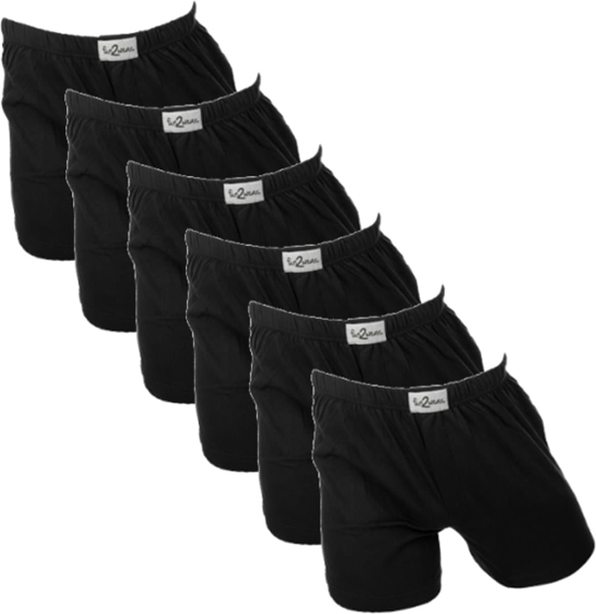 Fun2wear/Funderwear heren boxershorts wijd - 6-pack - maat L - Uni zwart