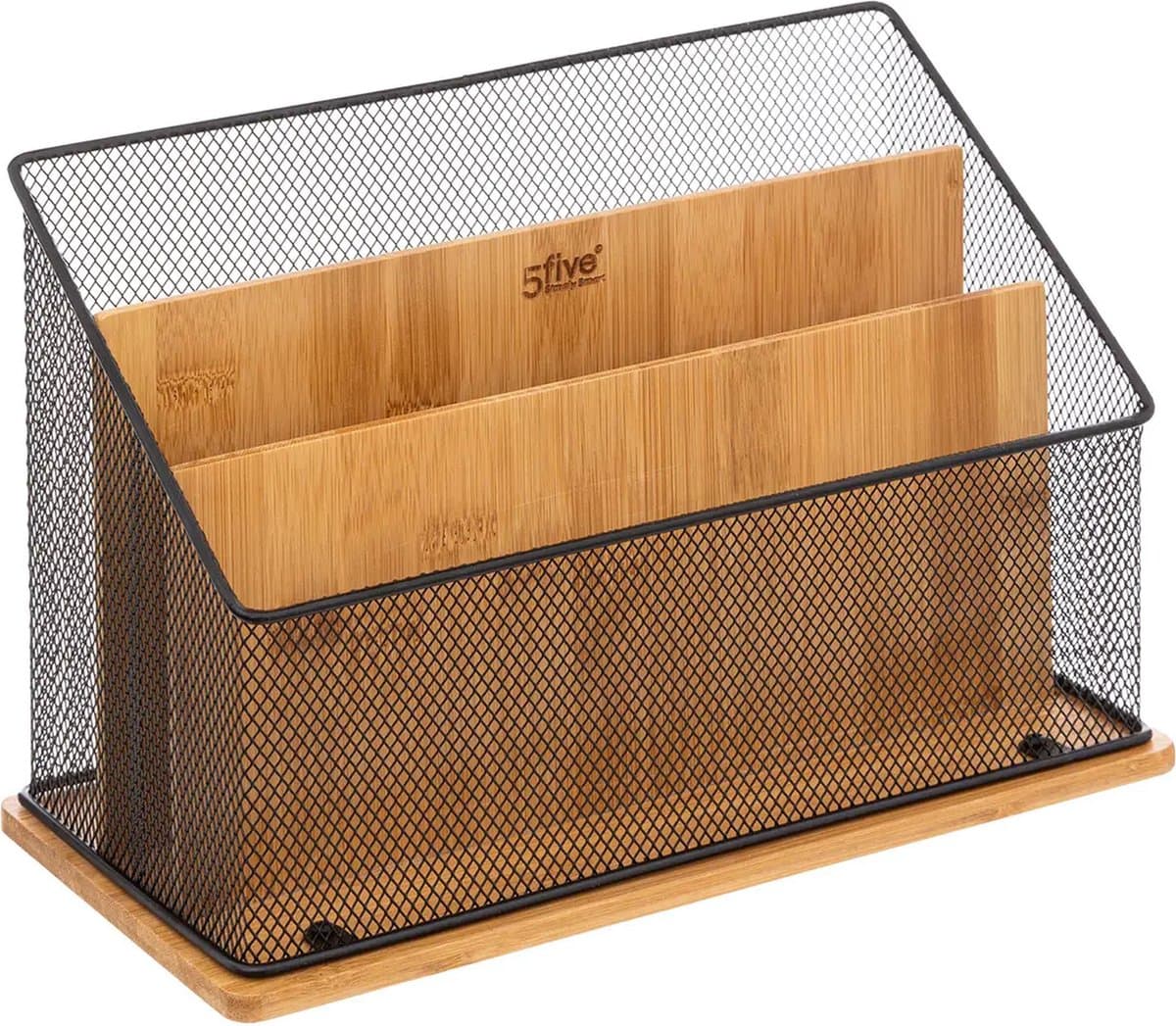 5five Bamboe&Metalen Organizer - Zwart, 29 x 14 x 20 cm