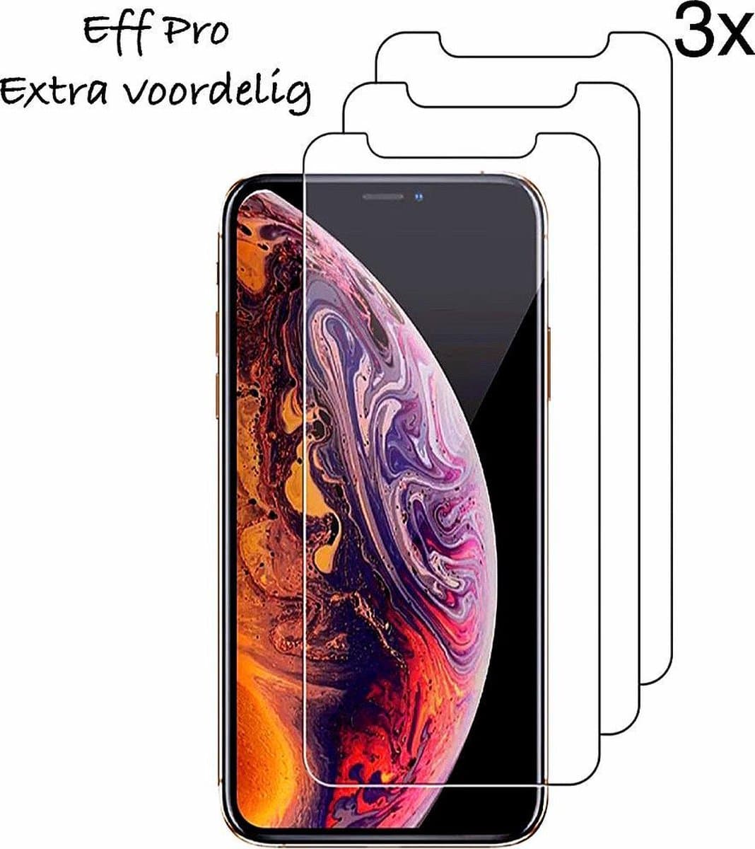 iPhone 11 Pro Max / iPhone Xs Max Tempered Glass - Screenprotector Glas 3pcs (Extra voordelig) - Eff Pro