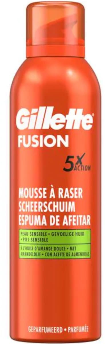 Gillette Fusion - scheerschuim - met amandelolie - gevoelige huid - 250 ml