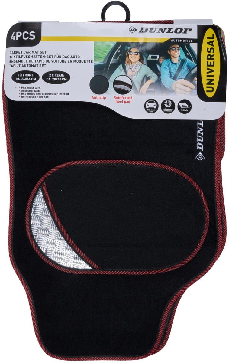 Dunlop Auto Mat Set - 4 stuks, Rood/Zwart, 66 x 44 cm