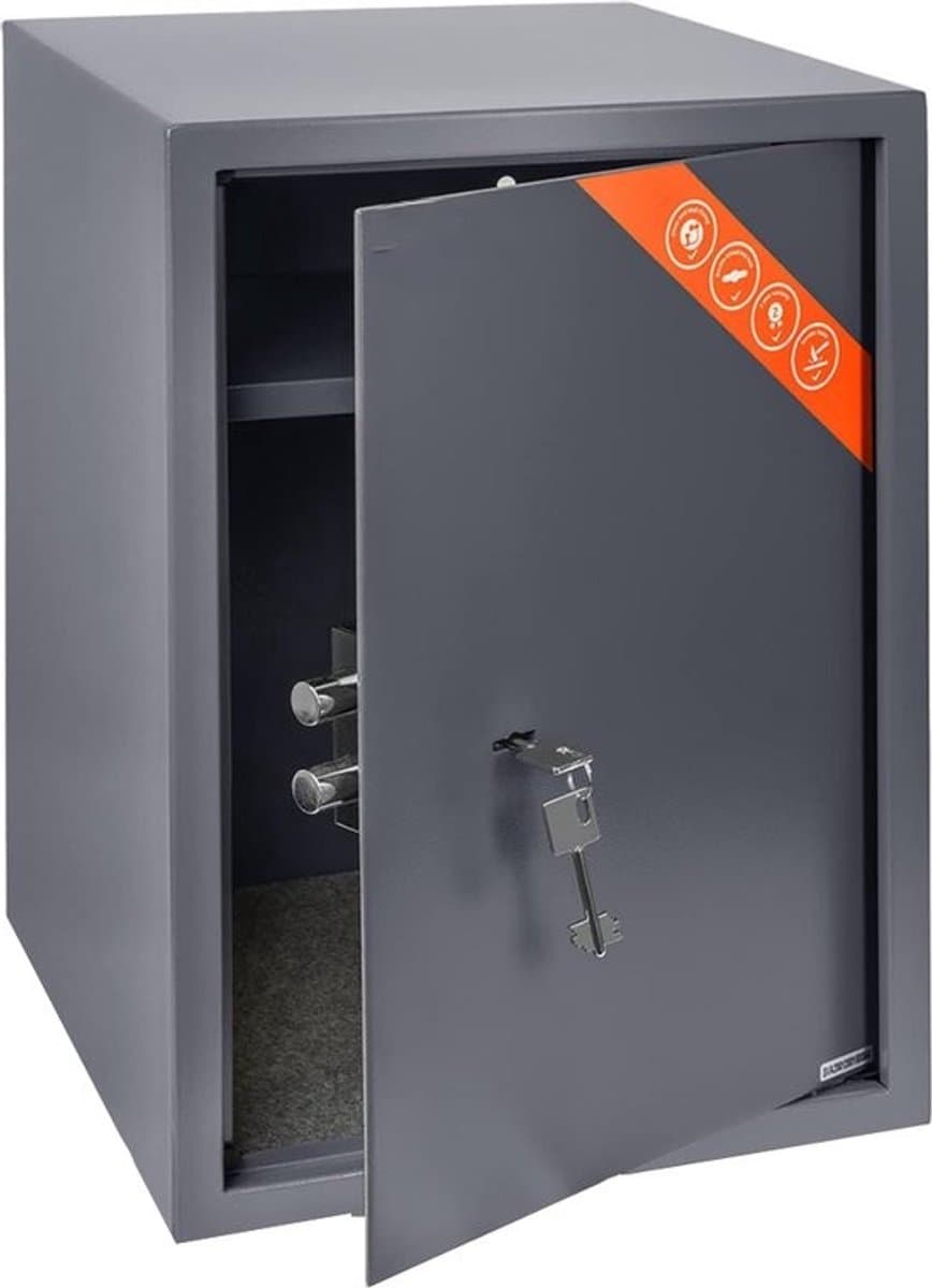Zakelijke XL key lock kluis - Grote veiligheids kluis 50x35x36cm - Beveiligde opslag voor kantoor - Zware kluis 60L safe met verstelbare plank