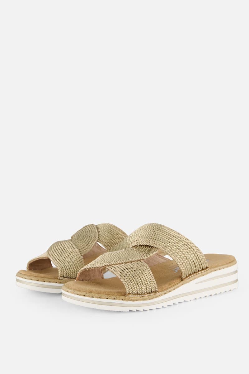 Rieker Slippers beige Textiel - Dames - Maat 38