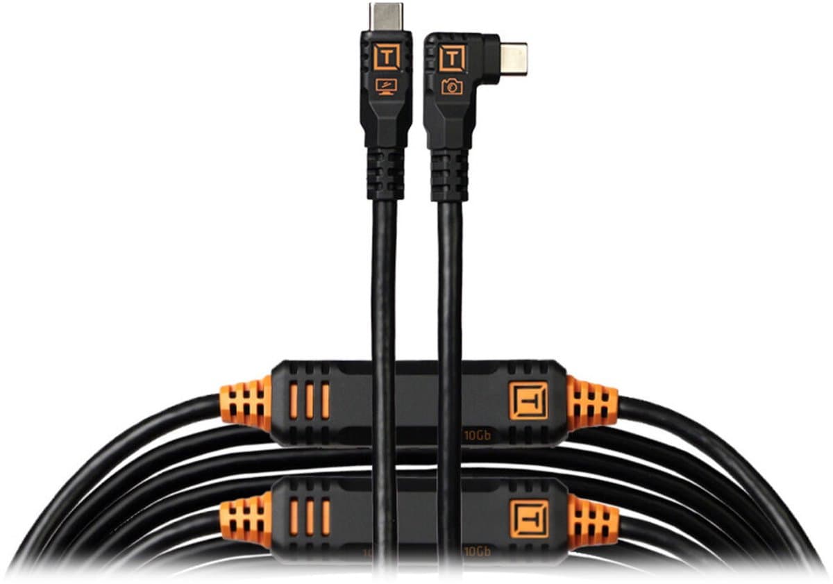 Tether Tools TetherPro Optima 10G USB-C to USB-C 9.4m Straight To Right Black