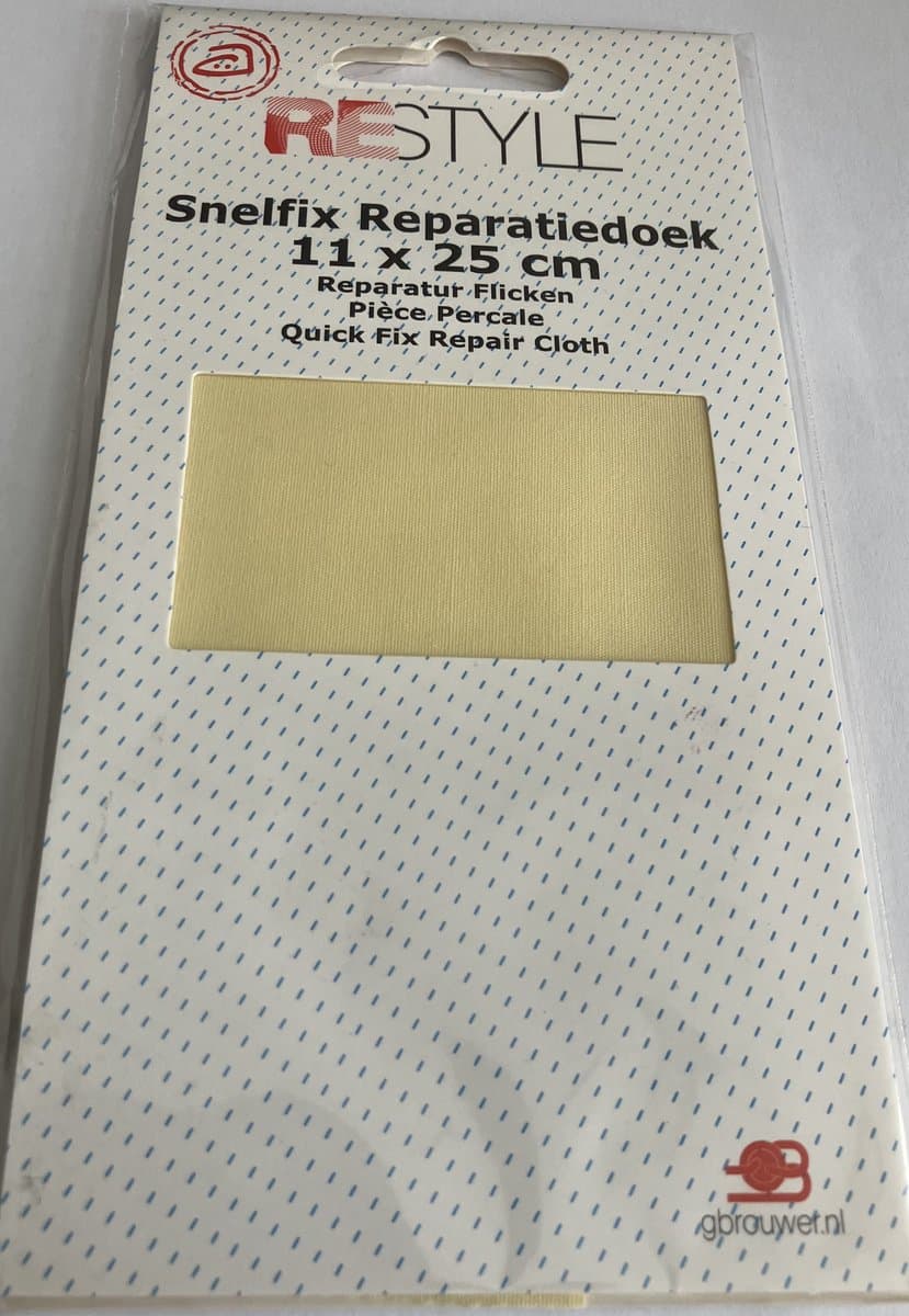 Reparatiedoek li geel 11 x 25 cm instrijkbaar
