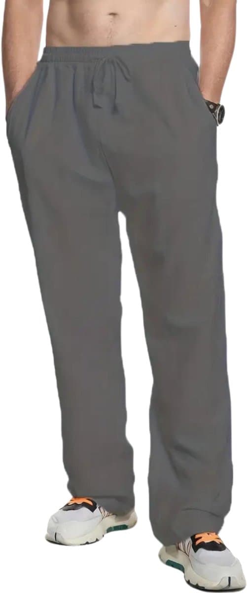 Nivard Linnen Broek Heren - Zomerbroek - Volwassenen - Lange Broek - Pantalon - Strandbroek - Zomer - Ibiza Stijl - Donkergrijs - Maat XL