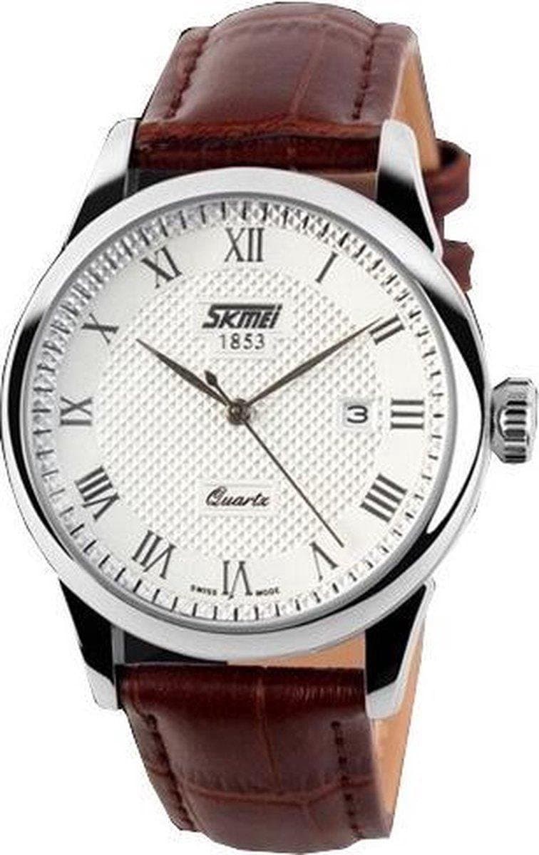 Klassiek Heren Horloge – Leren band - Polshorloge - Bruin - Giftbox