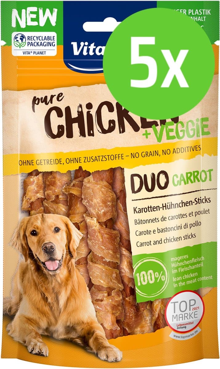 Vitakraft Chicken Veggie Wortel Kip Stick - hondensnack - 5 verpakkingen