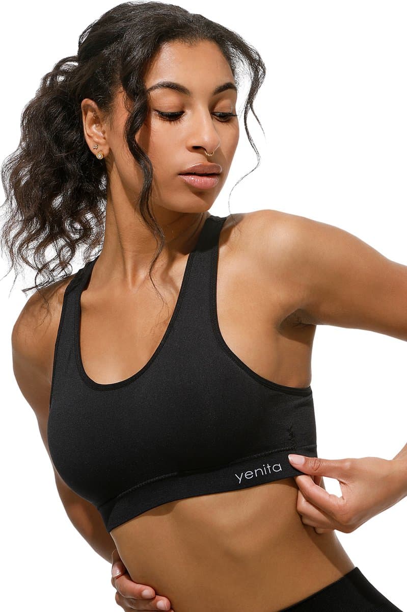 Lavendel x Yenita Naadloos Bustier met Verwijderbare Cups - Sport BH - Sportbeha - Sport Dames Top - Comfortabele en Stijlvolle Ondersteuning - Zwart - XL