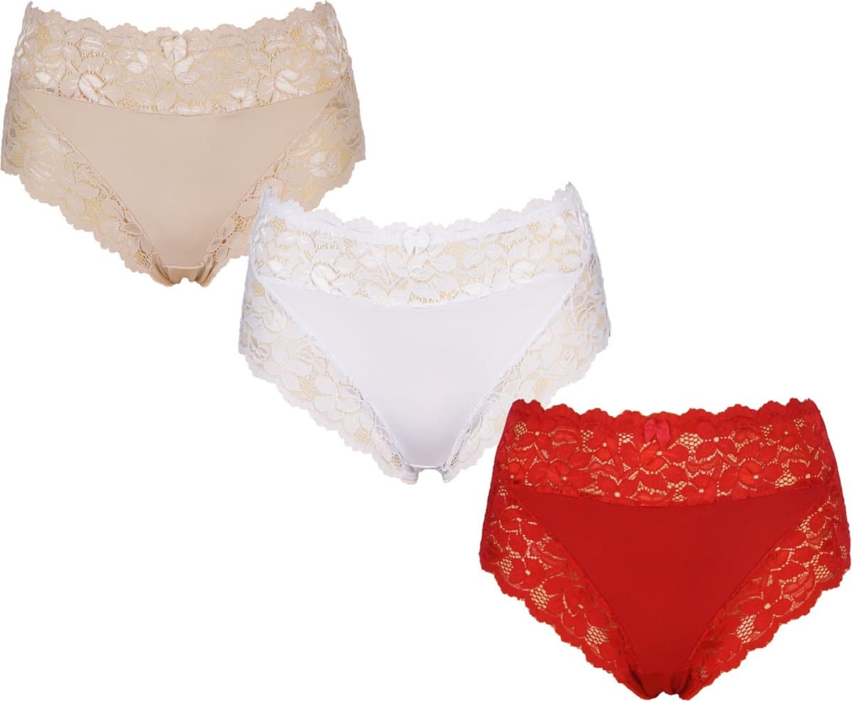 3-Pack Dames tailleslips JC met kant H805 ass. Maat XXL