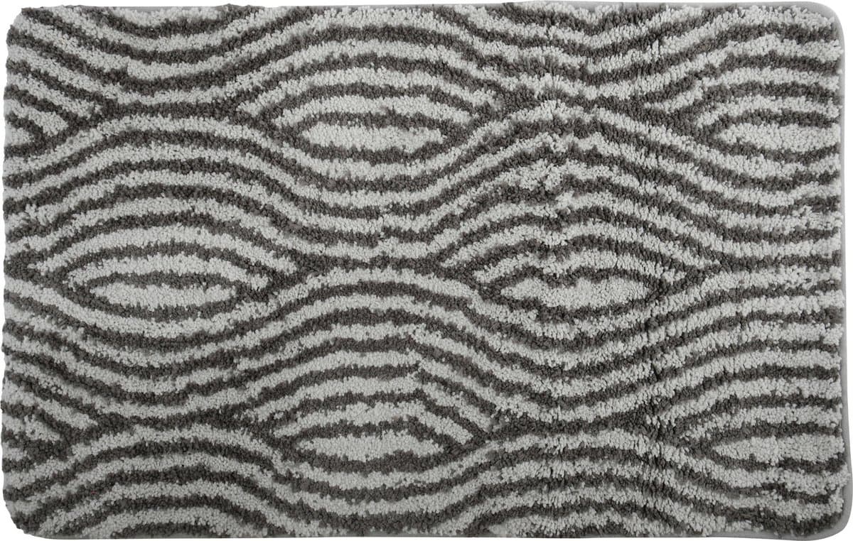 MSV Badkamerkleed/badmat Waves - kleedje voor op de vloer - grijs/wit - 50 x 80 cm - Microvezel